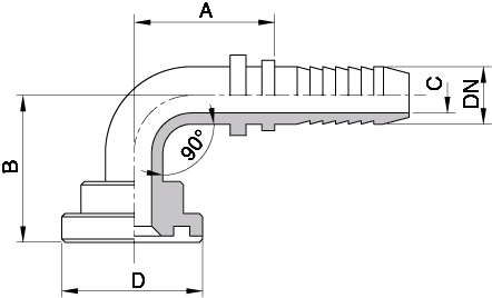 Schema Grafico FLANGIA CURVA 90° 3000 – 6000 PSI SAE J518 AERTUBI S.r.l.