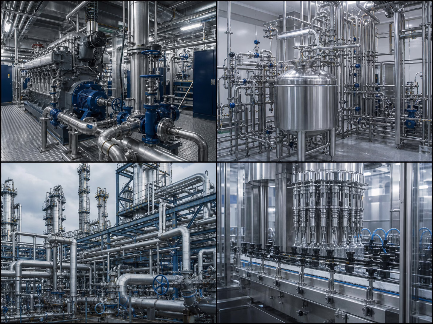 I quattro settori AERTUBI: navale, chimico-farmaceutico, petrolchimico oil and gas, alimentare